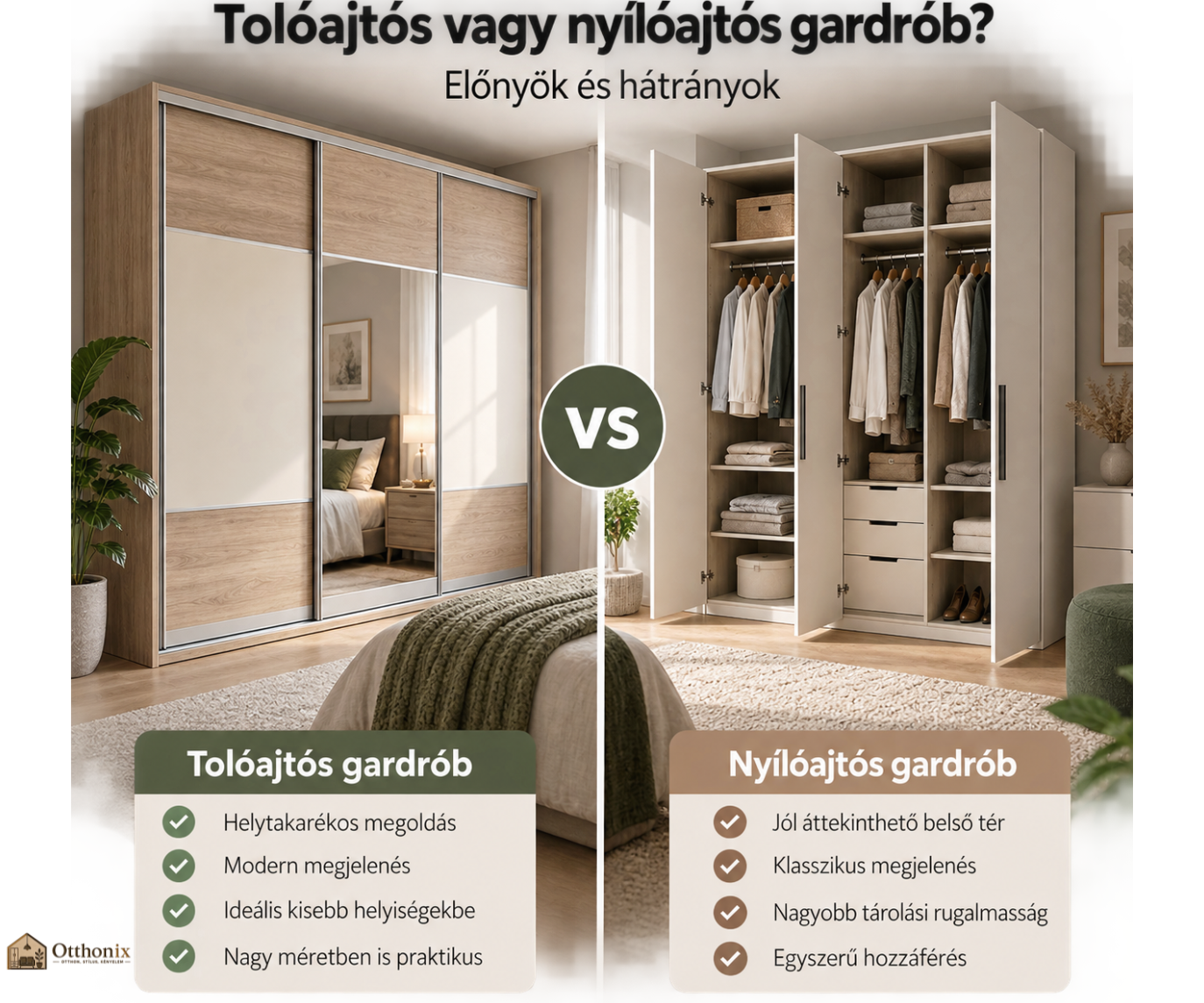 Tolóajtós vagy nyílóajtós gardrób? – Előnyök és hátrányok